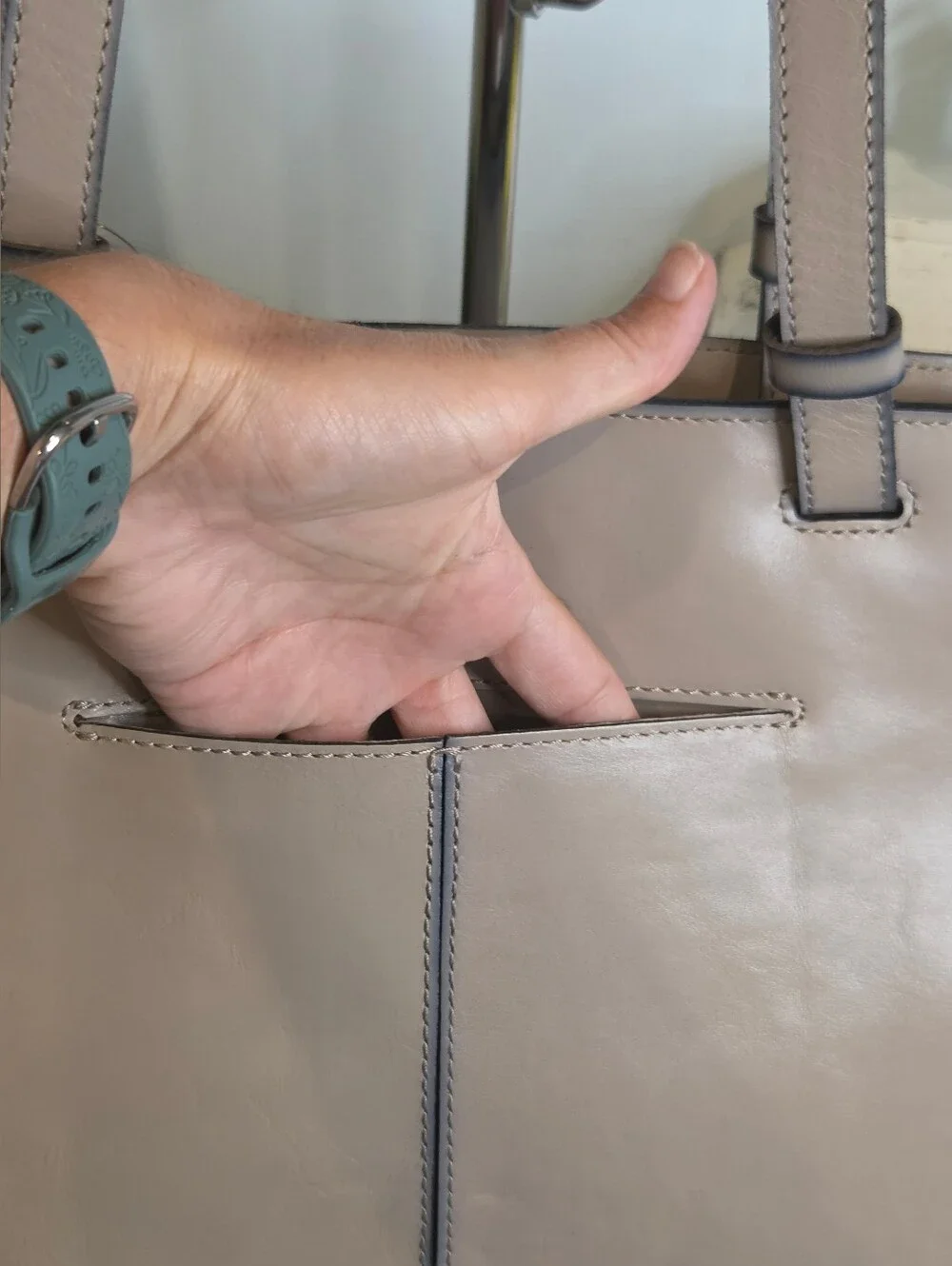 Patricia Nash Madison Leather Tote Bag Gray Stone